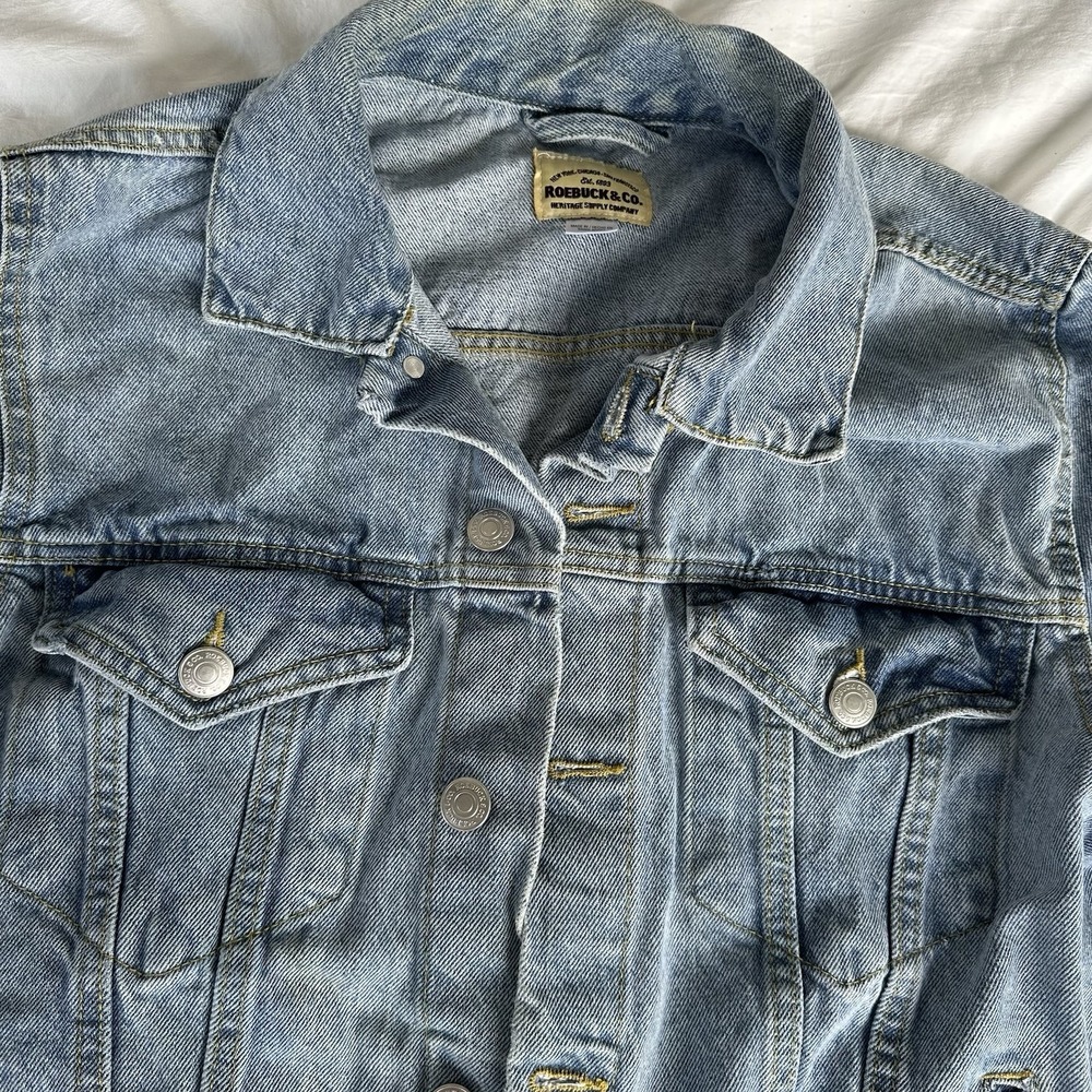 Sears Roebucks Denim Trucker Jacket Mens Medium 100% cotton Jean jacket - Picture 6 of 11